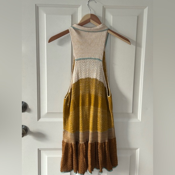 Free People Tank Sweater Peplum Polo Neutral Combo Sleeveless Medium Prep - Picture 3 of 8